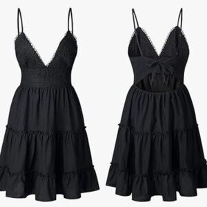 ECOWISH NWOT sundress, black with cut out/tie in back. Never worn Large